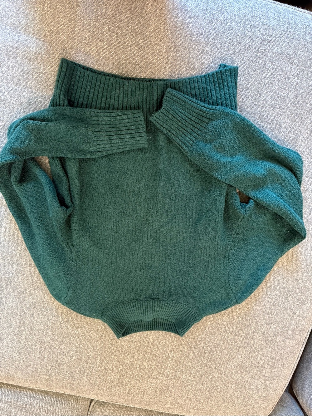 American Eagle Outfitters Dark Green Off-Shoulder Turtleneck Sweater